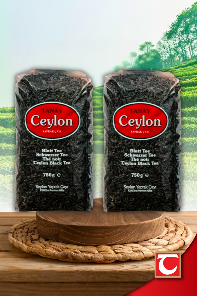 TANAY Ceylon İthal Sri Lanka Siyah Yaprak Seylan Çayı Kaçak Çay 750 gr 2 adet (1.500 gr)
