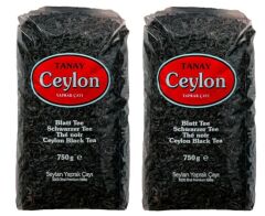TANAY Ceylon İthal Sri Lanka Siyah Yaprak Seylan Çayı Kaçak Çay 750 gr 2 adet (1.500 gr)