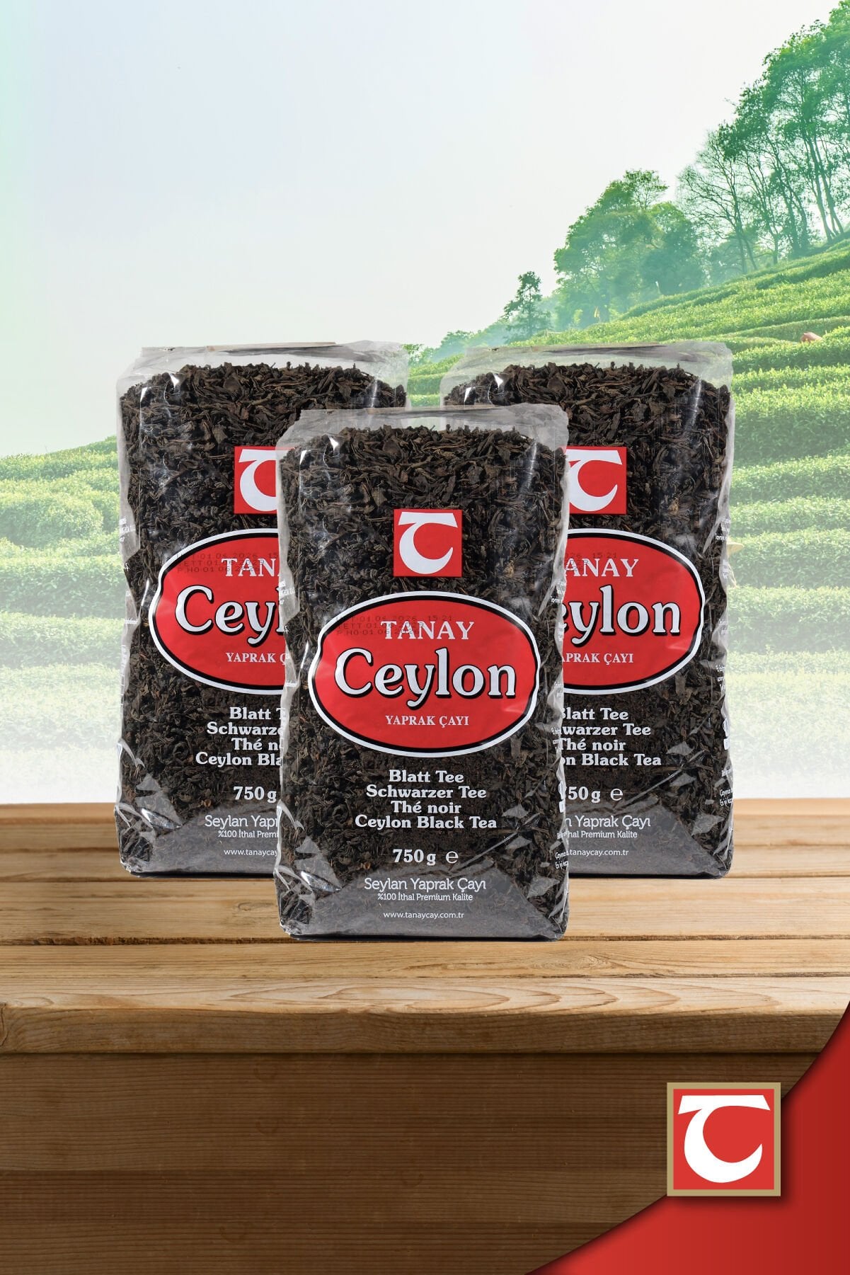 TANAY Ceylon İthal Sri Lanka Siyah Yaprak Seylan Çayı Kaçak Çay 750 gr 3 adet (2.250 gr)
