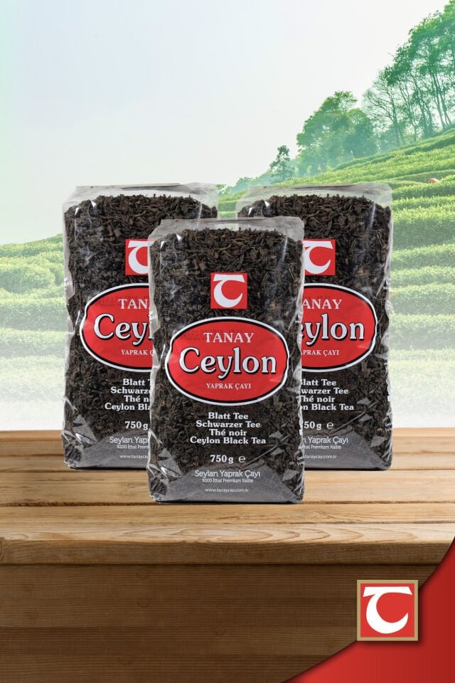 TANAY Ceylon İthal Sri Lanka Siyah Yaprak Seylan Çayı Kaçak Çay 750 gr 3 adet (2.250 gr)