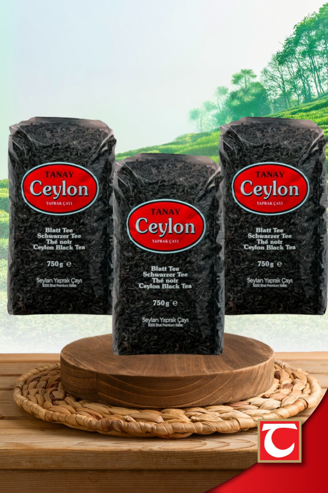 TANAY Ceylon İthal Sri Lanka Siyah Yaprak Seylan Çayı Kaçak Çay 750 gr 3 adet (2.250 gr)