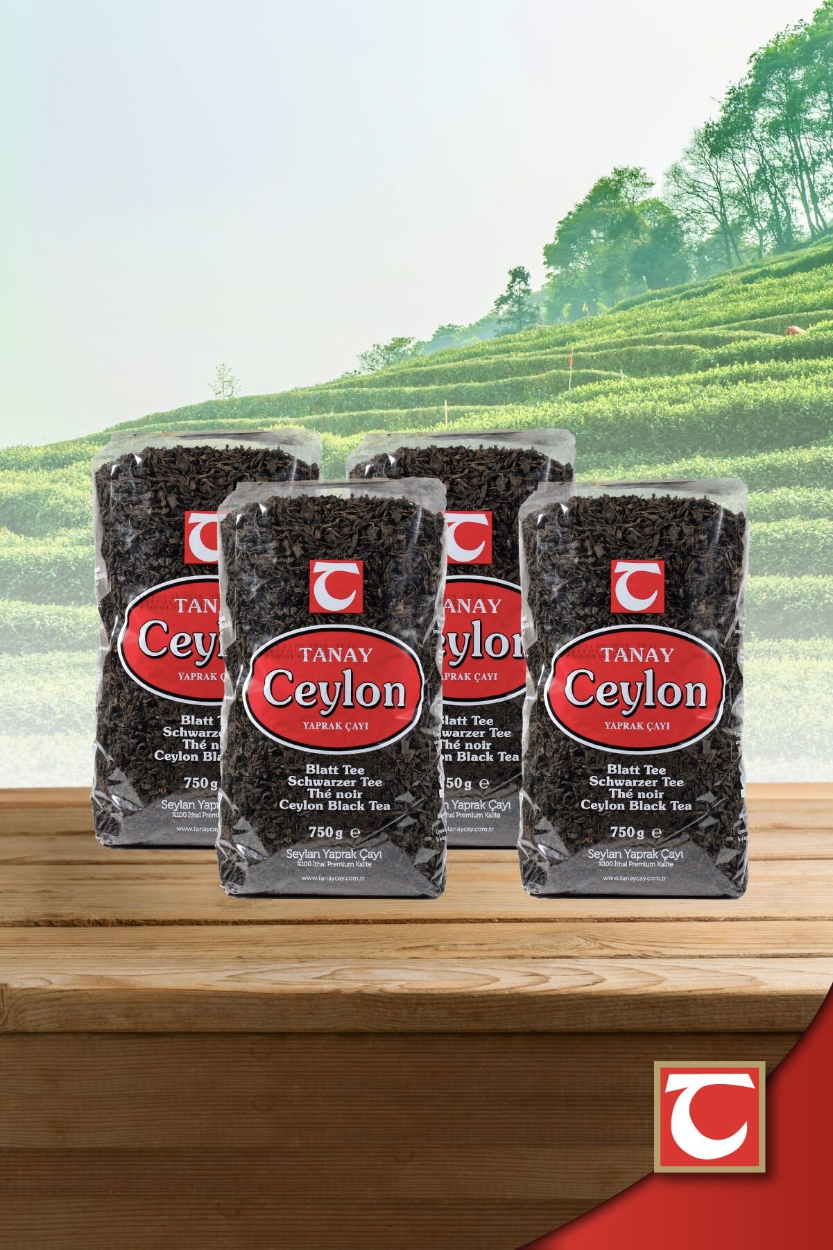 TANAY Ceylon İthal Sri Lanka Siyah Yaprak Seylan Çayı Kaçak Çay 750 gr 4 adet (3.000 gr)