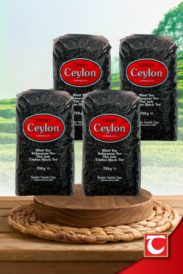 TANAY Ceylon İthal Sri Lanka Siyah Yaprak Seylan Çayı Kaçak Çay 750 gr 4 adet (3.000 gr)
