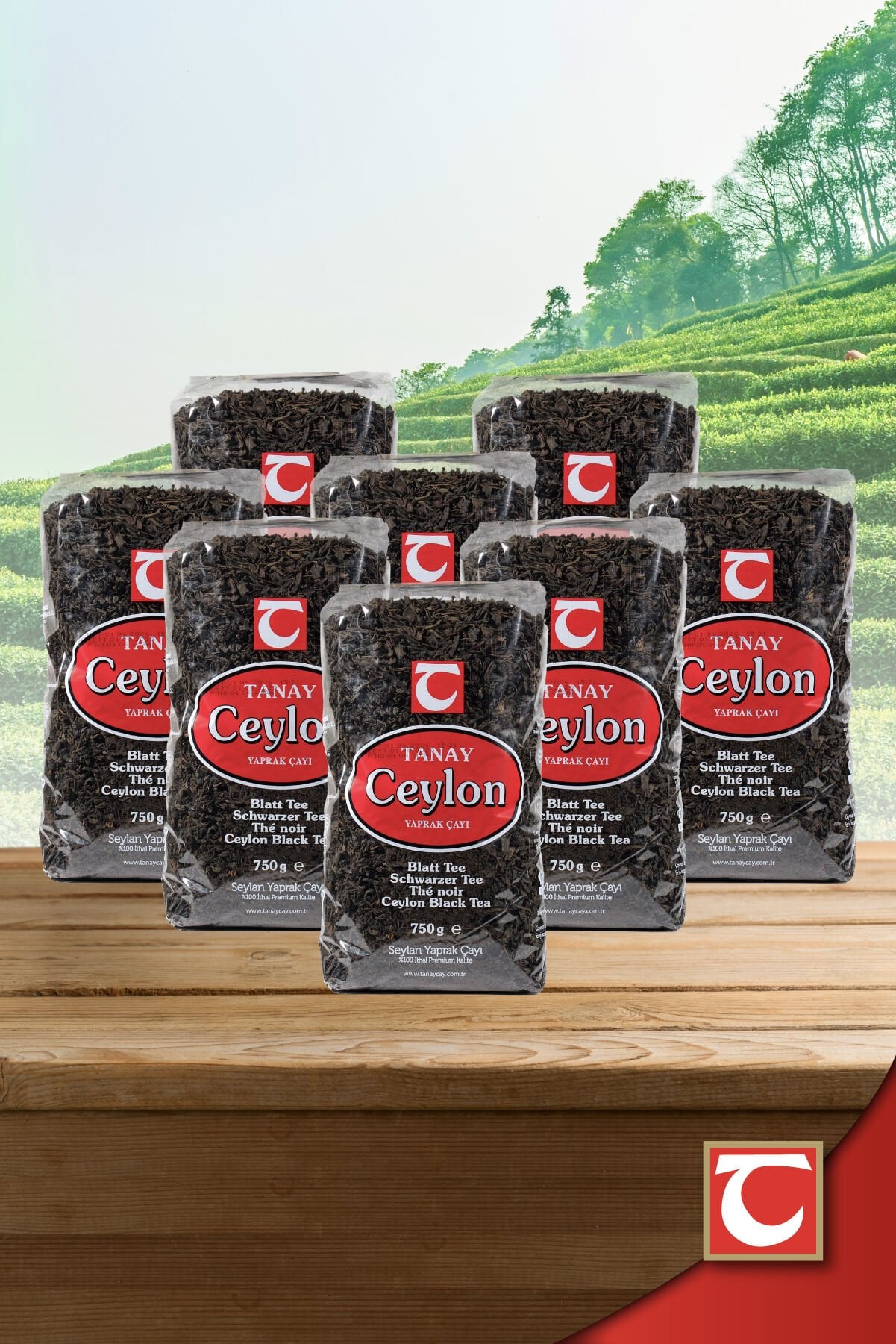 TANAY Ceylon İthal Sri Lanka Siyah Yaprak Seylan Çayı Kaçak Çay 750 gr 8 adet (6.000 gr)