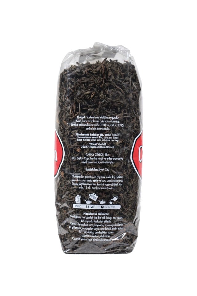 TANAY Ceylon İthal Sri Lanka Siyah Yaprak Seylan Çayı Kaçak Çay 750 gr 8 adet (6.000 gr)