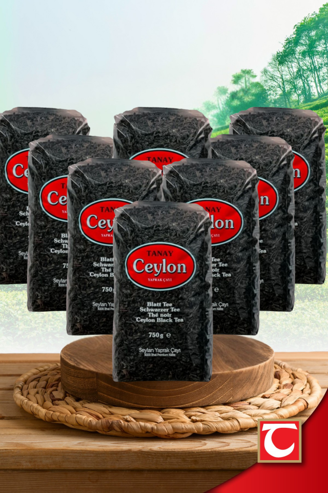 TANAY Ceylon İthal Sri Lanka Siyah Yaprak Seylan Çayı Kaçak Çay 750 gr 8 adet (6.000 gr)