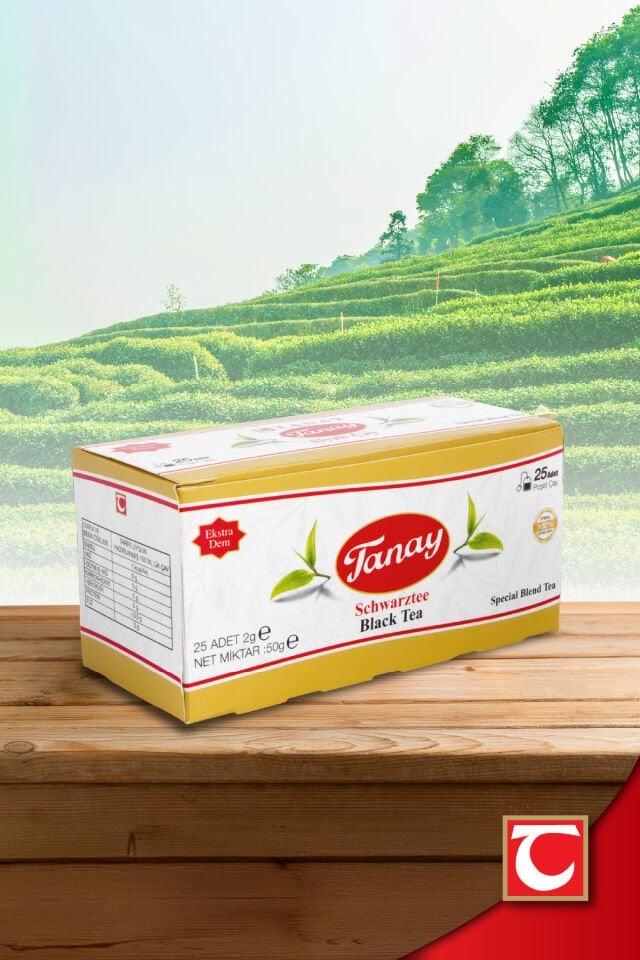 TANAY Süzen Bardak Poşet 2gr X 25 Li Sallama Siyah Çay 100% İthal Black Teabag