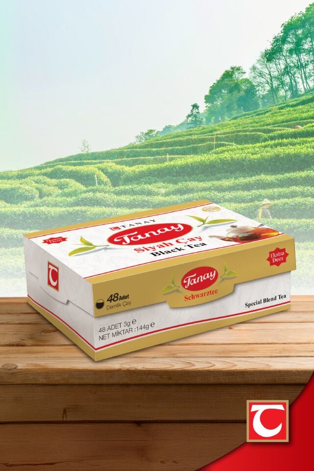 TANAY Demlik Poşet Çay 3 gr X 48 Li 144 gr Yaprak Çayı Siyah 100% İthal Süzen Black Tea.