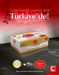 TANAY Demlik Poşet Çay 3 gr X 48 Li 144 gr Yaprak Çayı Siyah 100% İthal Süzen Black Tea.
