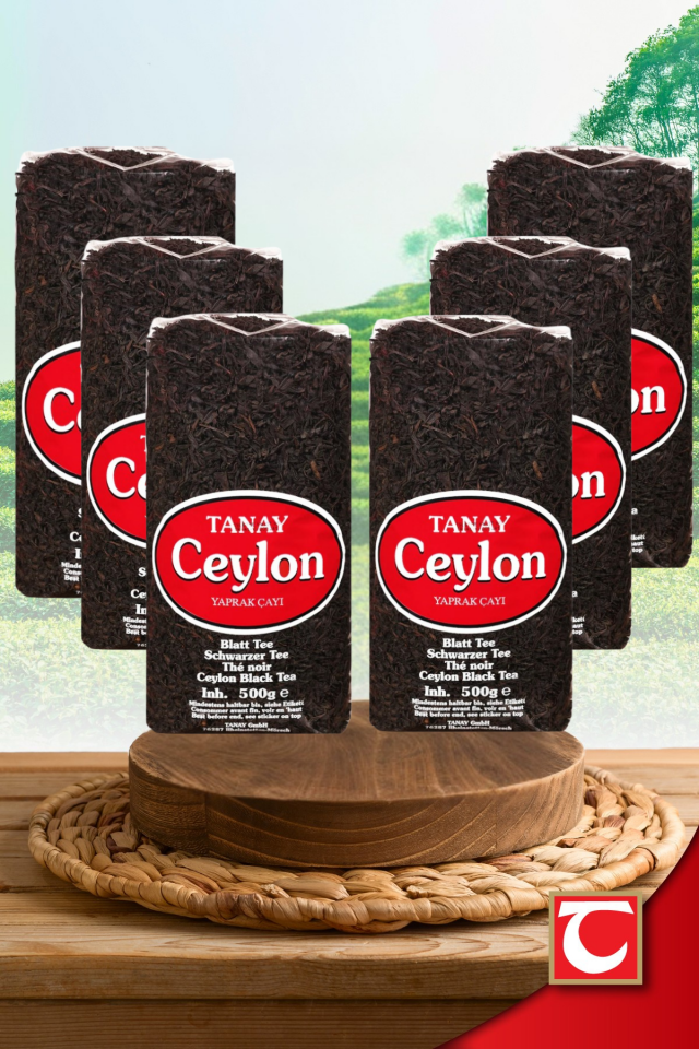 TANAY Ceylon İthal Sri Lanka Siyah Yaprak Seylan Çayı Kaçak Çay 500 gr X 6 adet