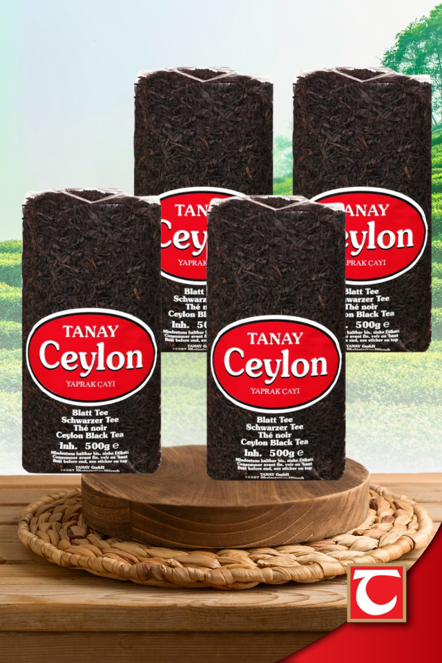 TANAY Ceylon İthal Sri Lanka Siyah Yaprak Seylan Çayı Kaçak Çay 500 gr X 4 adet